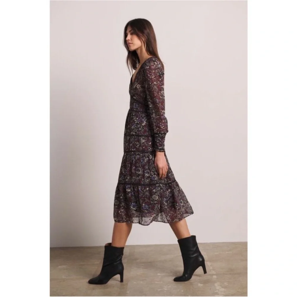 ba&sh Gigi print midi dress in Carbone floral Size S